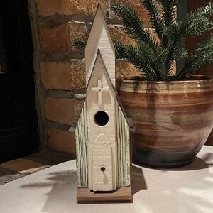 Southern Living At Home Rustic Church Birdhouse - Cream and Green